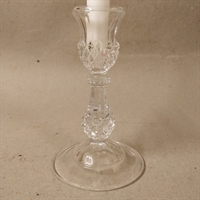 gammel glas klar lysestage slebet mønster genbrug